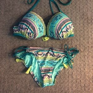Teal Printed Bikini Shade N Shore